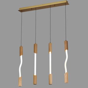 X0631A/4 Modern minimalist wooden 4-light LED restaurant pendant light