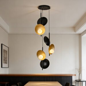 X9515/6 6-light round disc-shaped dining room pendant light