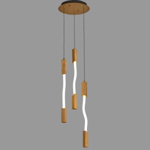 X0631/3 Wooden 3-light circular pendant light